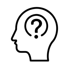 Human Head with Question Mark Icon Representing Curiosity – Vector Inquiry and Thought Symbol