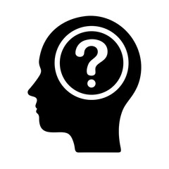 Human Head with Question Mark Icon Representing Curiosity &ndash; Vector Inquiry and Thought Symbol