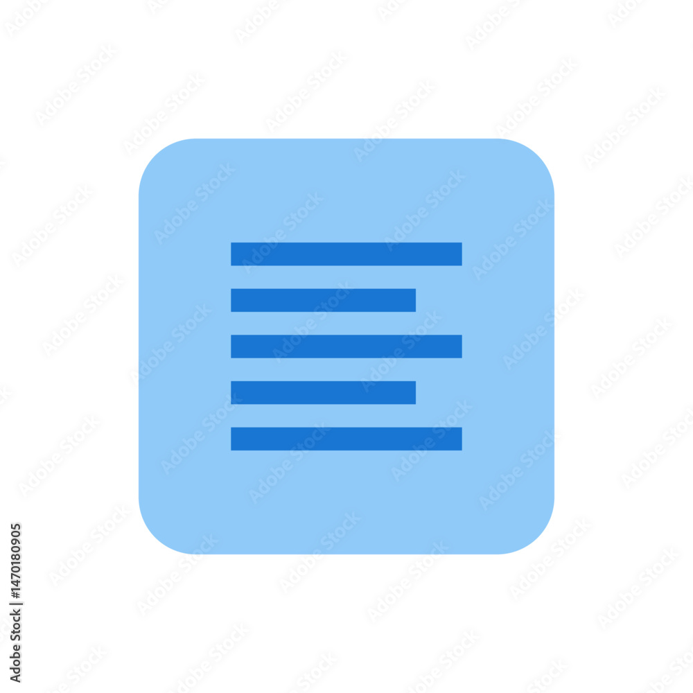 Poster light blue rounded square containing horizontal blue lines representing a list or menu interface ico