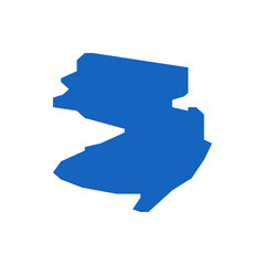 A blue silhouette of the state of new jersey is displayed on a white background in a simple and clean style