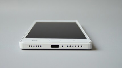 White smartphone on a light gray surface