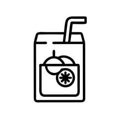 Juice Box with Straw Icon Representing Fruit Juice – Vector Beverage and Refreshment Symbol