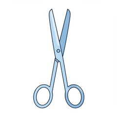 Light Blue Metal Scissors on White Background