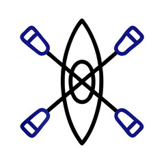 Kayak with Double Paddle Icon – Vector Water Sports and Outdoor Adventure Symbol