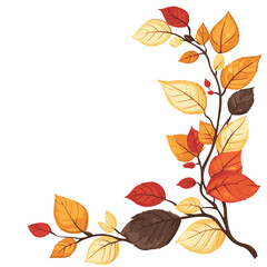 Autumn Leaves Corner Border Design Vector Illustration With White Background