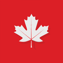 Simple White Maple Leaf Vector On Red Background For Canada Day Celebrations