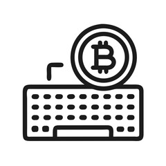 Keyboard Input with Bitcoin Coin Icon – Vector Cryptocurrency and Digital Payment Symbol