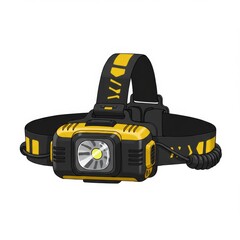 Fototapeta premium Yellow and Black Headlamp with Adjustable Head Strap