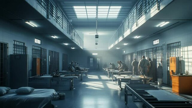 Sunlit Prison Block: A Captivating Image of Penitentiary Life
