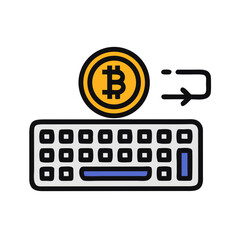 Keyboard Input with Bitcoin Coin Icon – Vector Cryptocurrency and Digital Payment Symbol