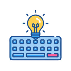 Keyboard with Light Bulb Icon Representing Digital Creativity and Innovation – Vector Technology Concept