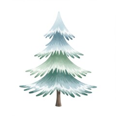 Watercolor Painting of a Snowy Pine Tree