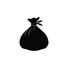 black bag with a gift vector silhouette 
