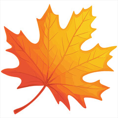 Isolated Autumn Maple Leaf Illustration In Warm Orange And Yellow Shades