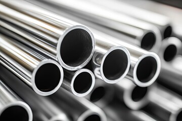 Industrial steel pipes close up detail Generative AI