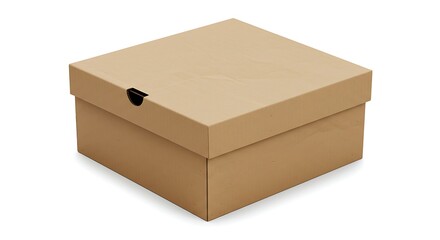 A closed shoe box icon with subtle shadow and realistic cardboard texture, isolated on white
