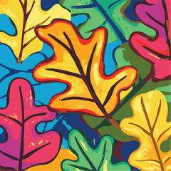 Colorful Autumn Leaves Pattern Background Vibrant Fall Foliage Seamless Vector Design