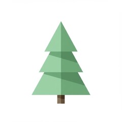Geometric Green Fir Tree Illustration on White
