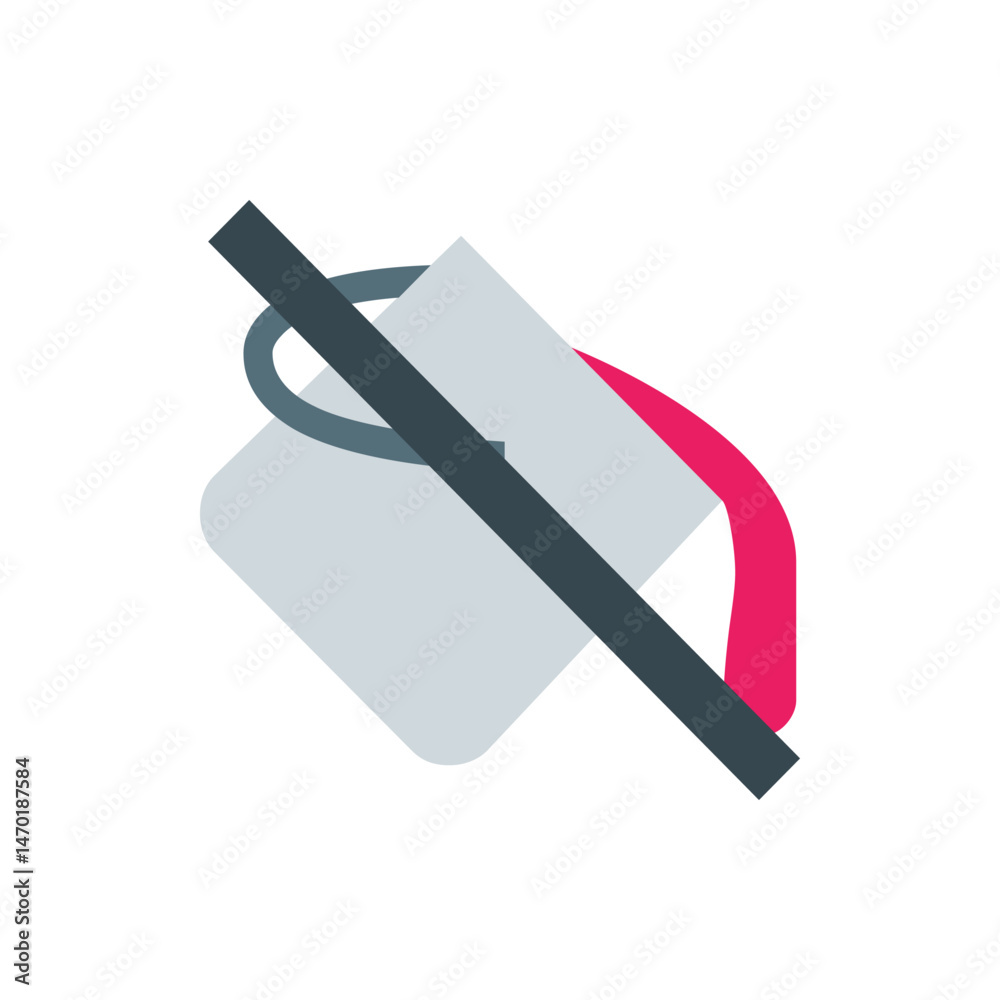 Poster muted color scheme illustration of a tilted square with a line through it and a red loop behind it