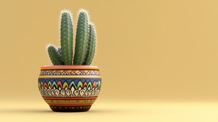 Decorative cactus in a colorful pot