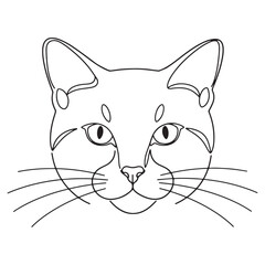 Minimal Cat Face Line Art Illustration for Cute Animal Lovers, Simple Black Outline Design for Stickers, Apparel, and Digital Products