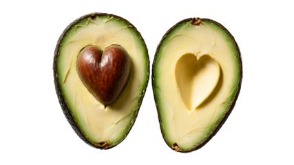 Avocado heart healthy love food diet nutrition vegan vegetarian fruit valentine romance wellness eating 100 on transparent background