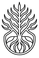 Abstract Tree Roots Icon on White Background