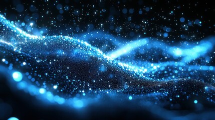 Abstract swirling blue particles
