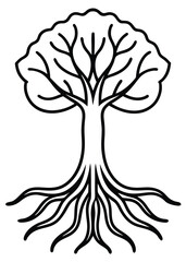 Clean Line Tree Root Icon on White Background