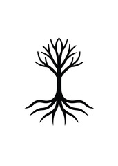 Fototapeta premium Clean Line Tree Root Icon on White Background