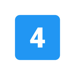 Fototapeta premium White number four on a rounded blue square background creating a simple graphic design element for use