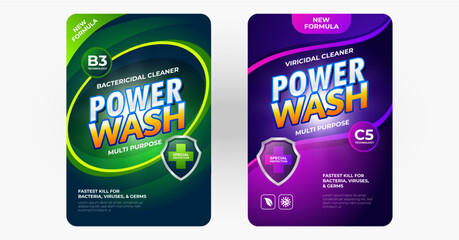 Laundry detergent template Set for Cleaning service, package design, Washing Powder and Liquid Detergents ready for branding and ads design.