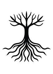 Exposed Tree Roots Icon on White Background