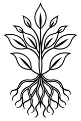 Fancy Botanical Roots Design on White Background