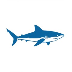 Obraz premium Blue Shark Illustration Side Profile Minimalist Design