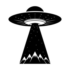 Flying Saucer Silhouette vector illustration