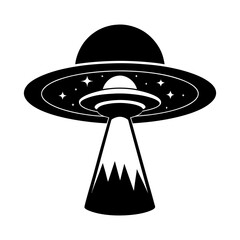 Flying Saucer Silhouette vector illustration