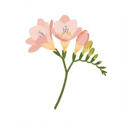 Obraz premium Pink Freesia Flower Blossom Illustration
