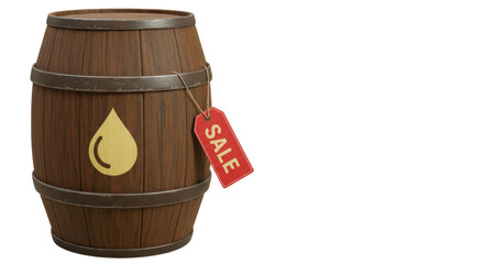 Isolated Oil Barrel with Sale Tag