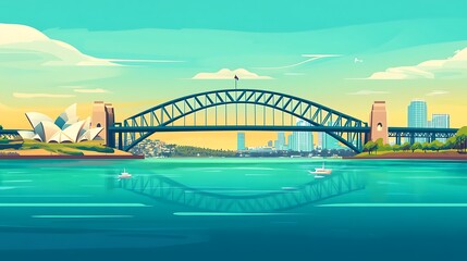 Naklejka premium Sydney Harbour Bridge sunset view.