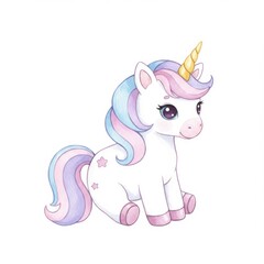 Naklejka premium Cute Pastel Unicorn Illustration