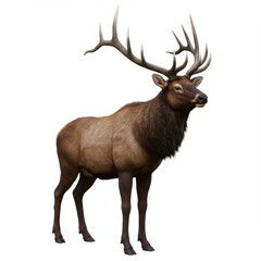 Fototapeta premium Majestic Elk with Large Antlers on White Background