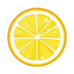 Fresh Yellow Lemon Slice Vector Graphic On White Background Illustration