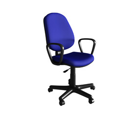 The office chair, isolated. The office chair from blue color. Office chair isolated on a white background. 