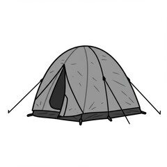 Gray Dome Tent Camping Illustration