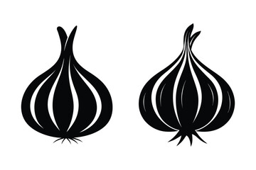 Garlic Silhouette Vector bundle  illustration, Garlic Silhouette 