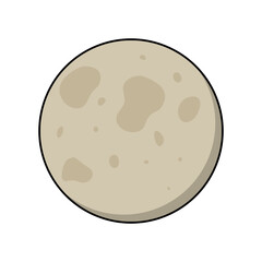 Flat moon vector art with black outline