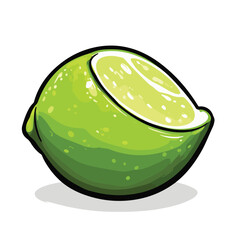 Cartoon Style Illustration Of A Refreshing Half Lime Fruit Graphic Asset