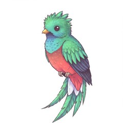 Obraz premium Resplendent Quetzal Bird Illustration: Green Red Feathers