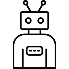 Robot Line Icon, Robot Icon – AI Bot, Android, Technology Robot Line & Flat Vector


